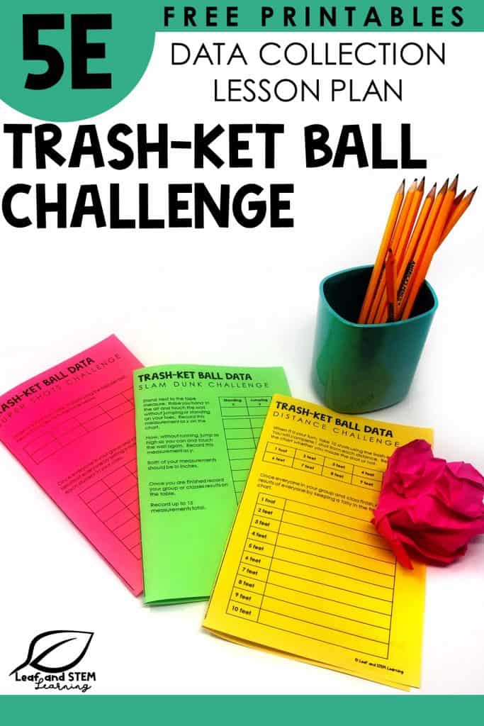 5E Free Printables Data Collection Lesson Plans Trash-ket Bal Challenge